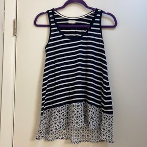 Maison Jules Navy and White Stripped Tank Size M